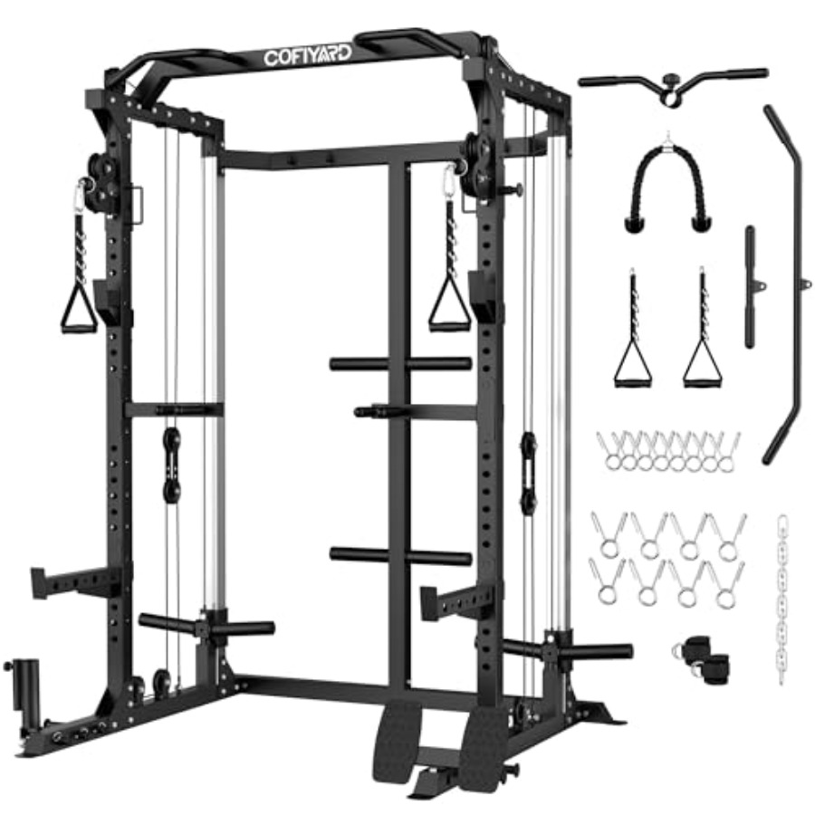 Home Gym Cable Pulley System - Power Cage Power Rack with Dual