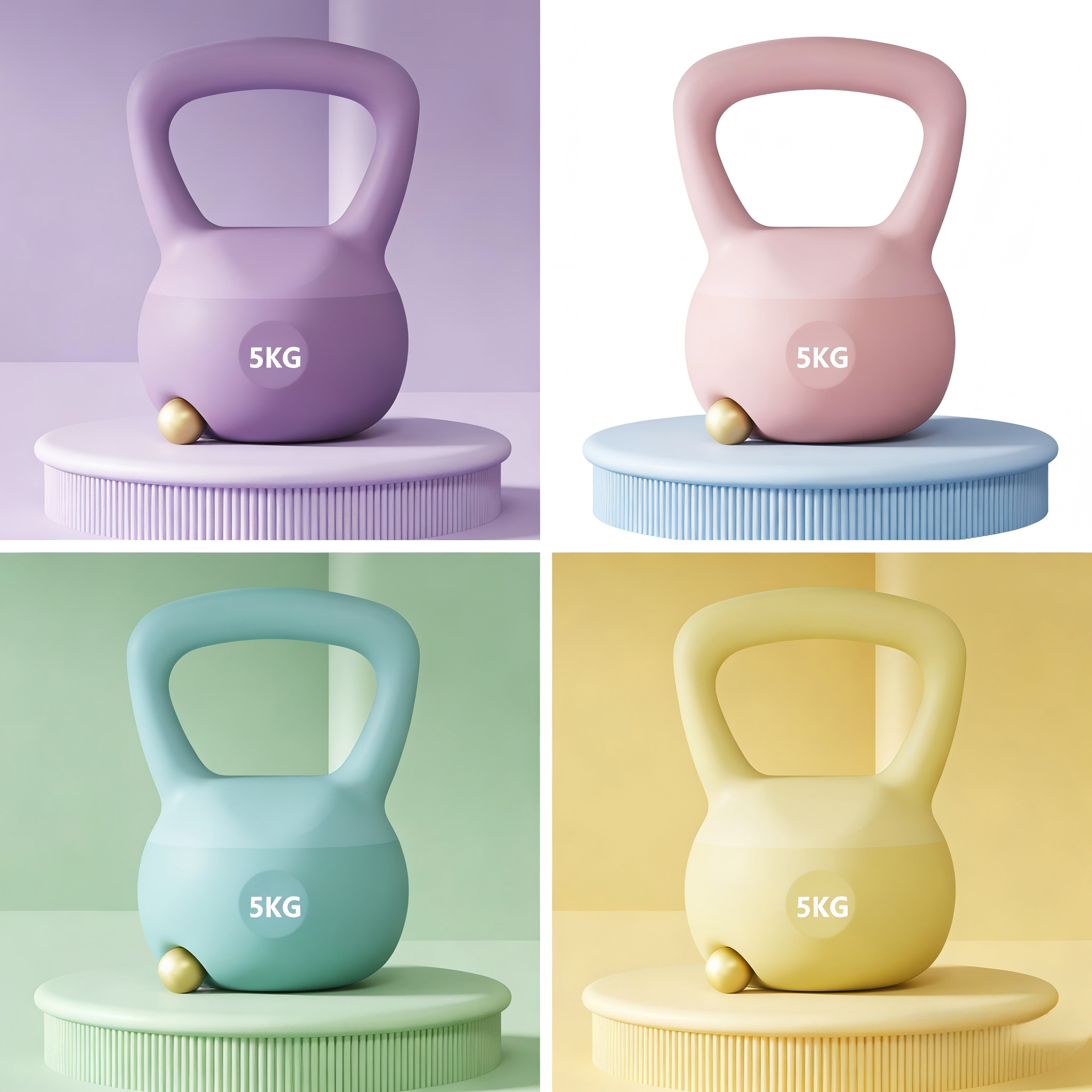 Home Gym Kettlebells - 5KG PVC Kettlebell Non-Slip Grip Floor-Friendly