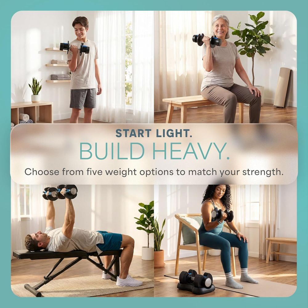 Quick-Adjust Dumbbell Set with - Home Gym No Equipment ulasan dan harga
