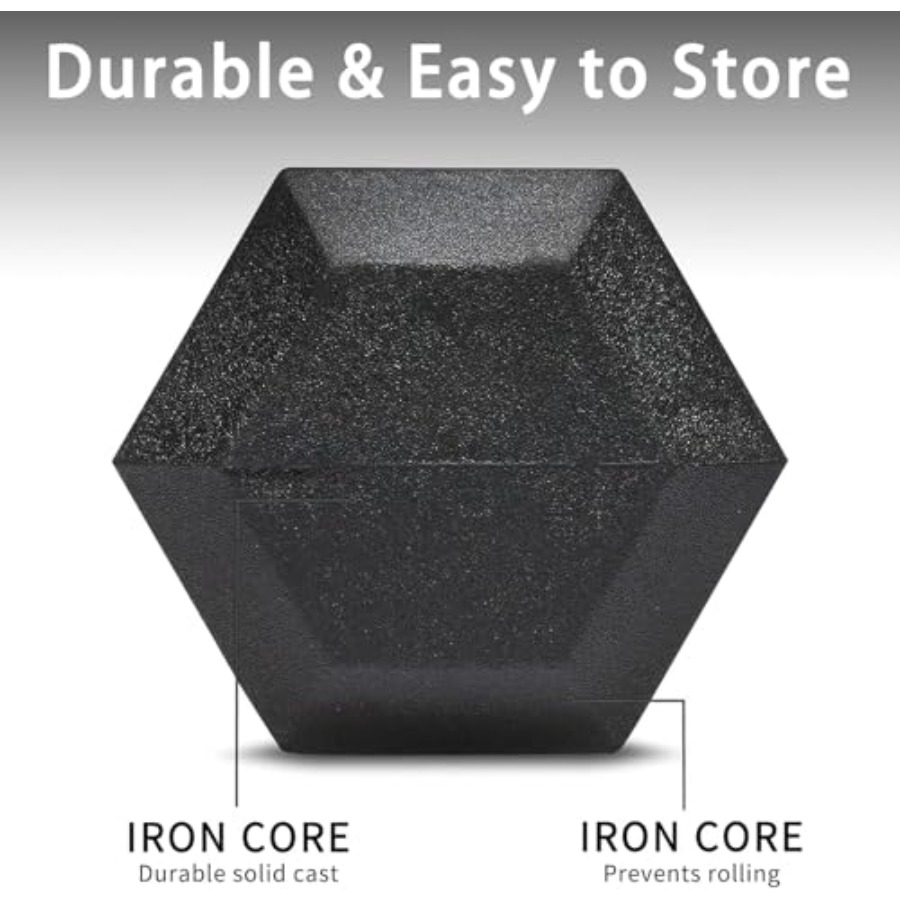 Rubber Hex Dumbbell Set with R - Home Gym No Equipment ulasan dan harga