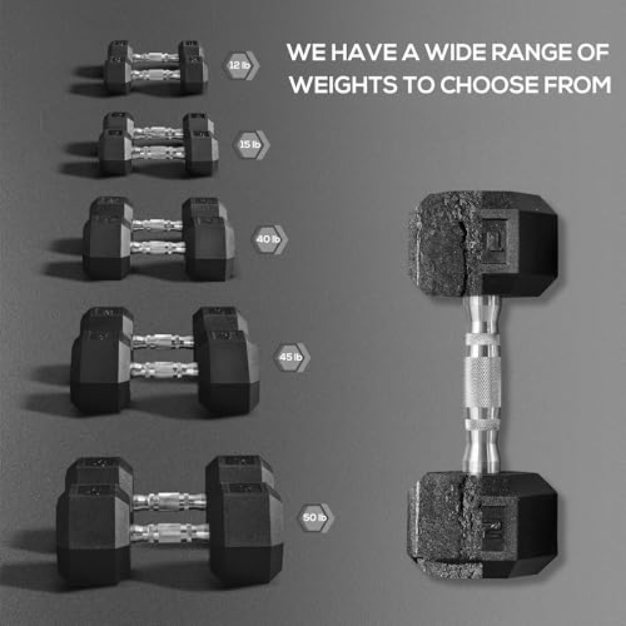 40lbs/45lbs/50lbs Rubber Dumbb - Home Gym Dumbbell Set ulasan dan harga