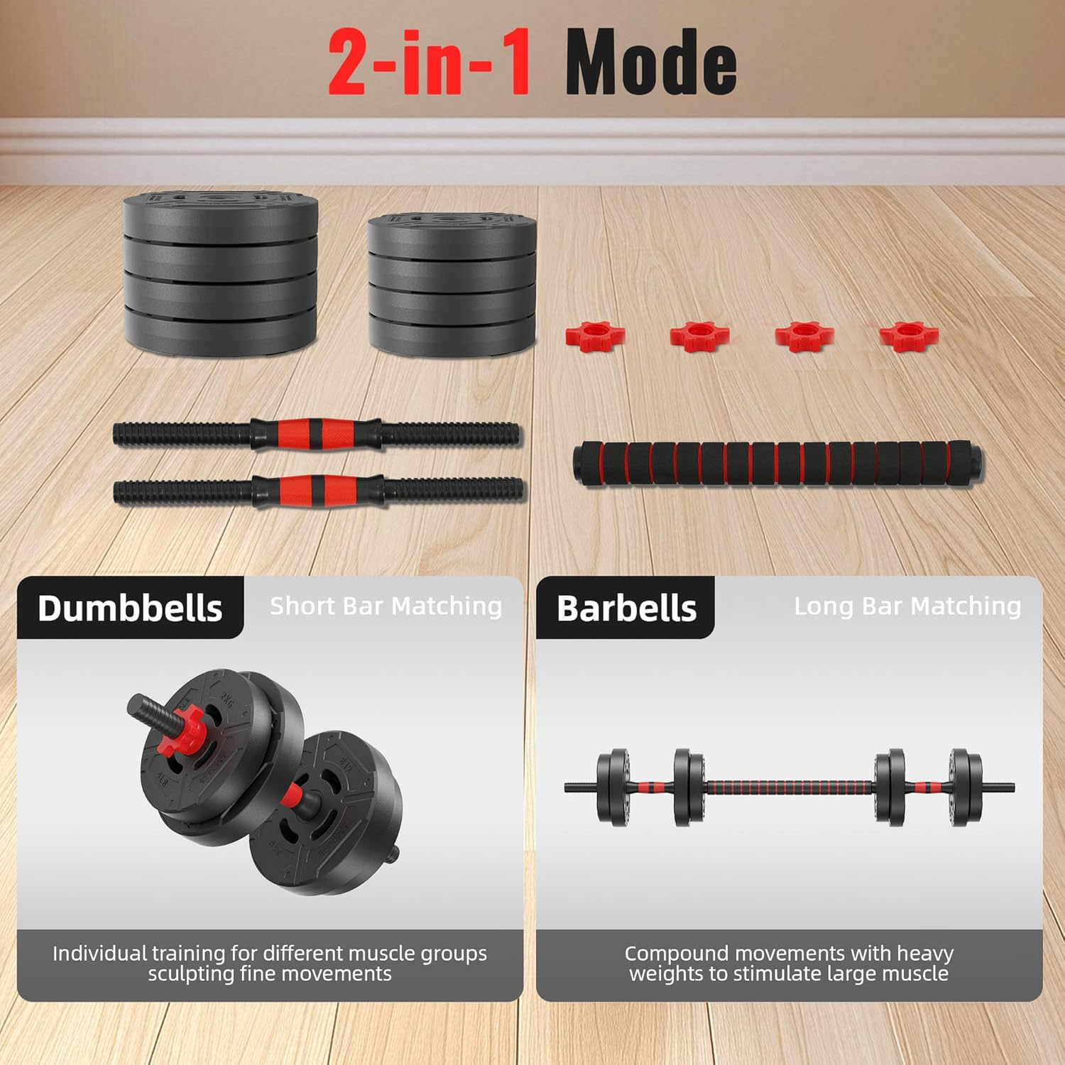 22lb 2-in-1 Adjustable Dumbbel - Home Gym Dumbbell Set ulasan dan harga