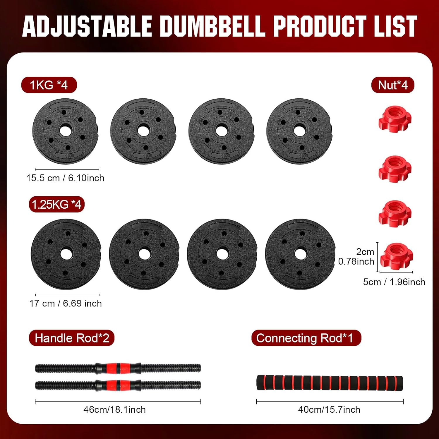 22lb 2-in-1 Adjustable Dumbbel - Home Gym Dumbbell Set ulasan dan harga