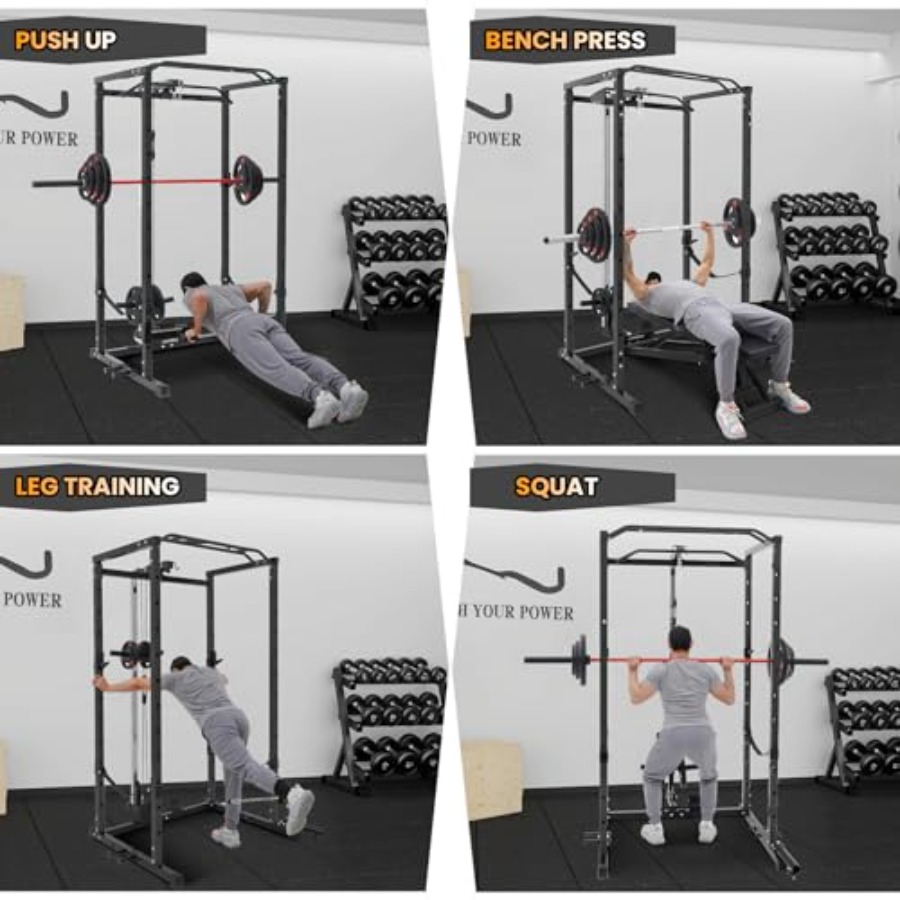 1600 Lbs Power Rack for Home G - Home Gym Cable Pulley System ulasan dan harga
