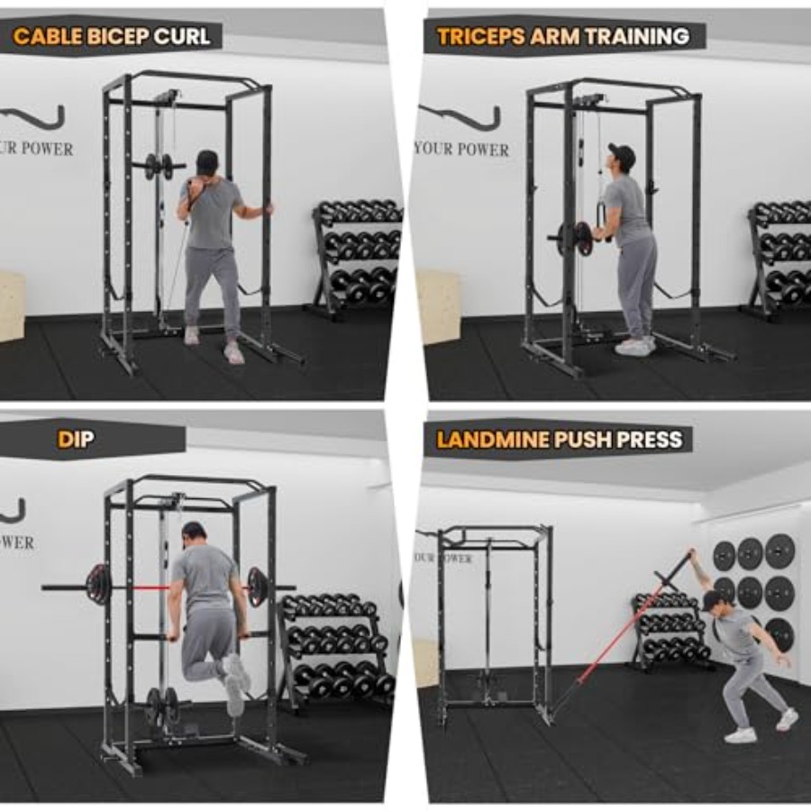 1600 Lbs Power Rack for Home G - Home Gym Cable Pulley System ulasan dan harga