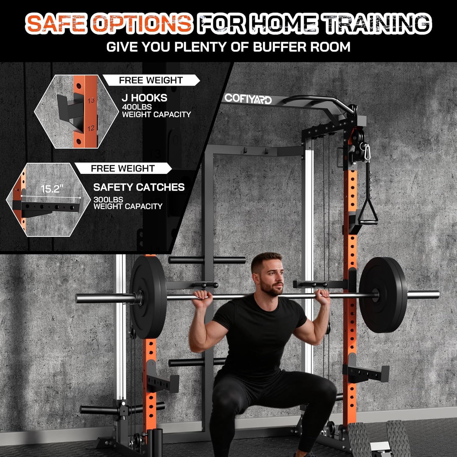 Power Cage, Power Rack with Du - Home Gym Cable Pulley System ulasan dan harga