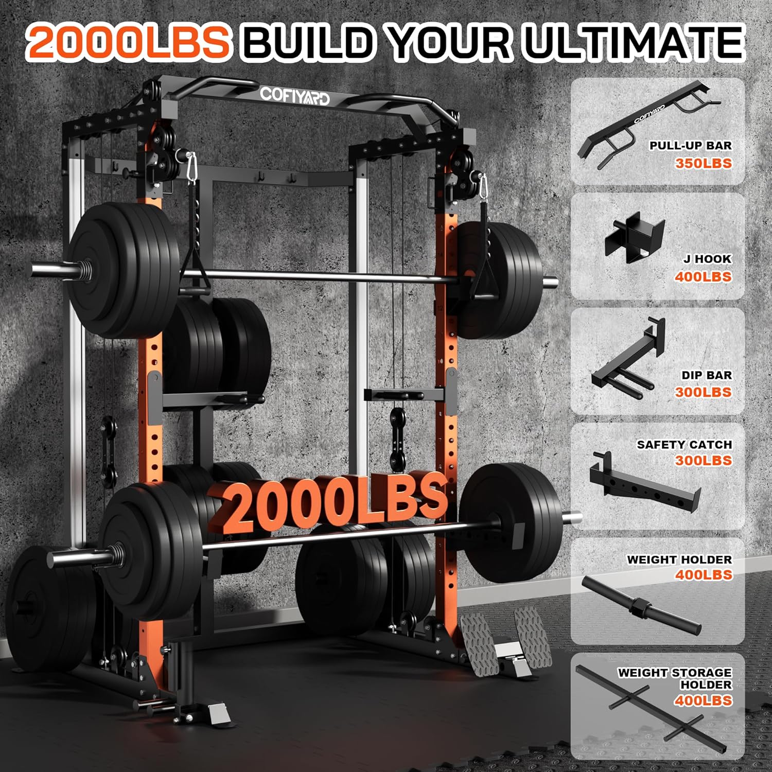 Power Cage, Power Rack with Du - Home Gym Cable Pulley System ulasan dan harga