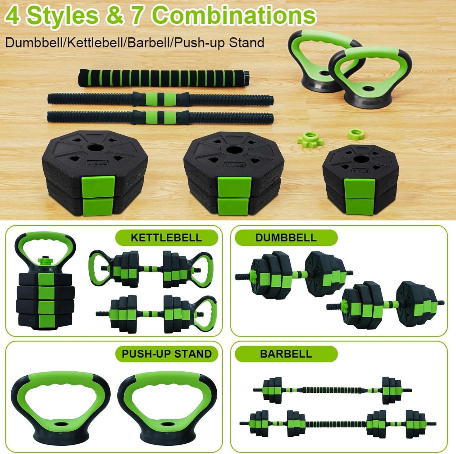 66lbs/88lbs Weight 4 in 1 Adju - Home Gym Dumbbell Set ulasan dan harga