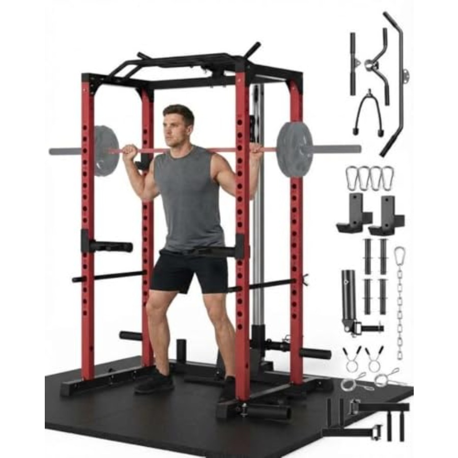 All-in-1 Power Cage with Pulle - Home Gym Lat Pulldown ulasan dan harga
