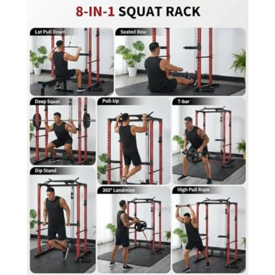 All-in-1 Power Cage with Pulle - Home Gym Lat Pulldown ulasan dan harga