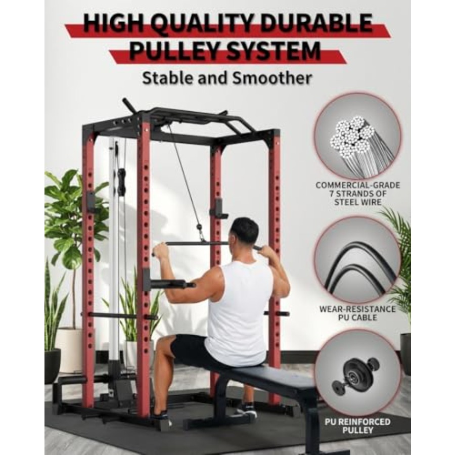 All-in-1 Power Cage with Pulle - Home Gym Lat Pulldown ulasan dan harga