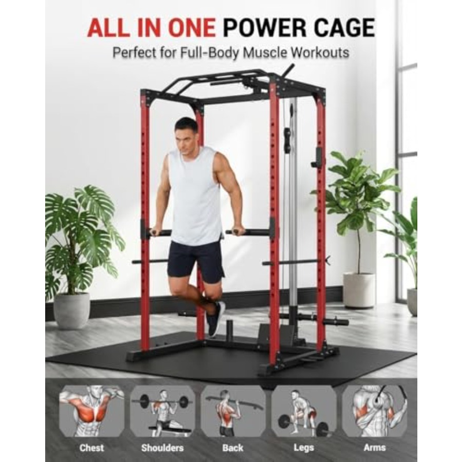 All-in-1 Power Cage with Pulle - Home Gym Lat Pulldown ulasan dan harga
