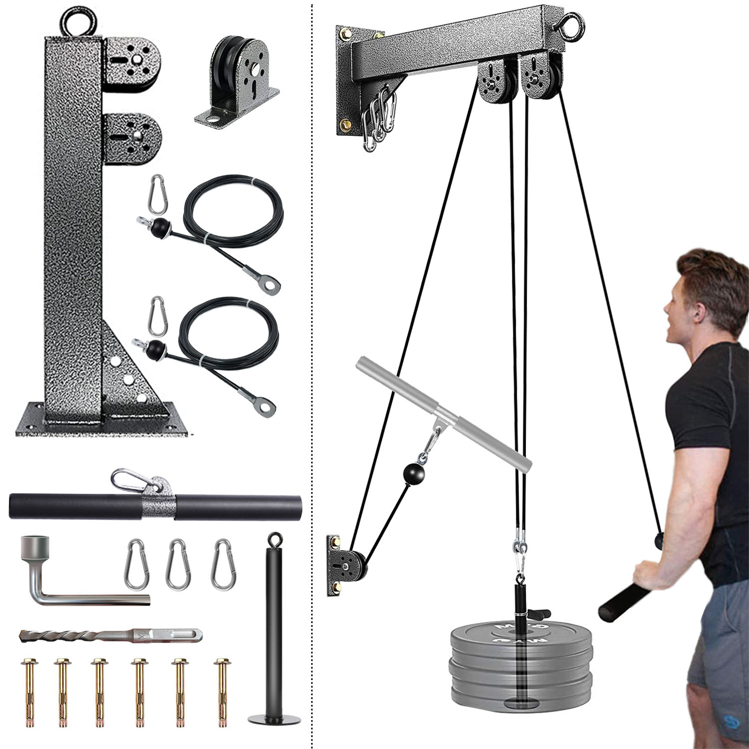 Fitness Wall Mounted Pulley Sy - Home Gym Cable Pulley System ulasan dan harga
