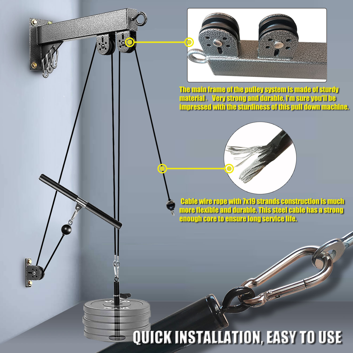Fitness Wall Mounted Pulley Sy - Home Gym Cable Pulley System ulasan dan harga