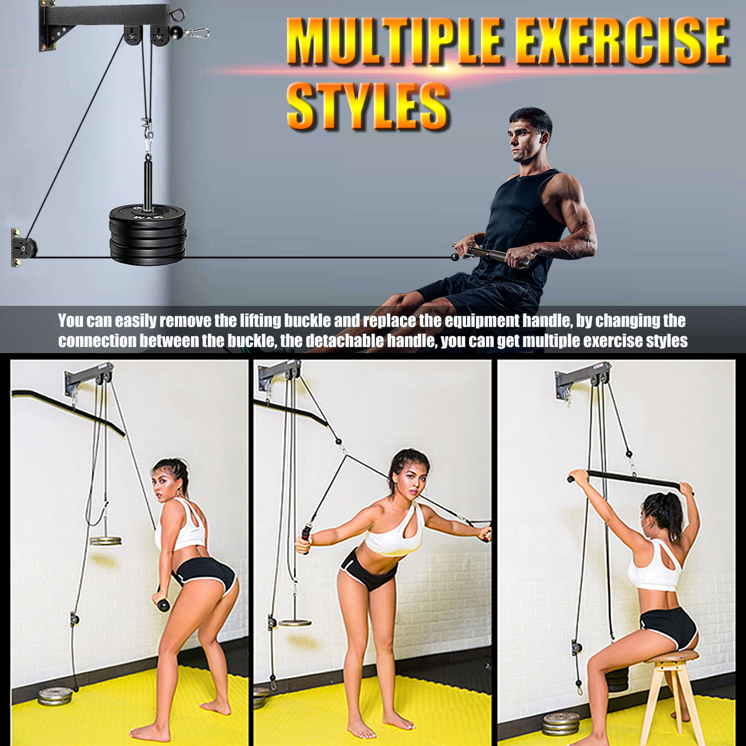 Fitness Wall Mounted Pulley Sy - Home Gym Cable Pulley System ulasan dan harga
