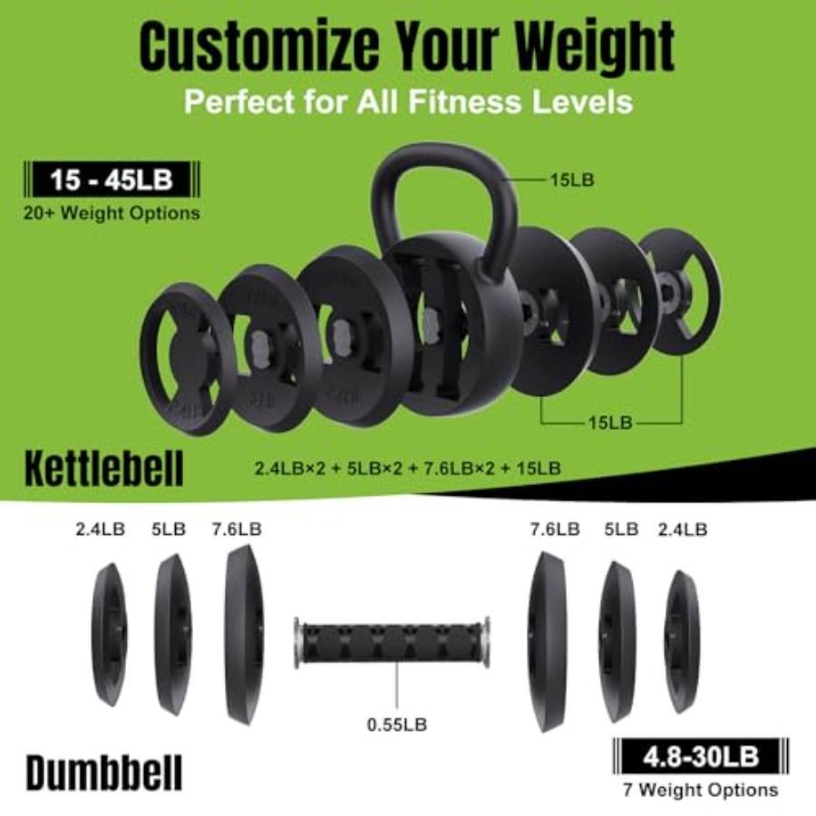 2-in-1 Adjustable Kettlebell 1 - Home Gym Kettlebells ulasan dan harga